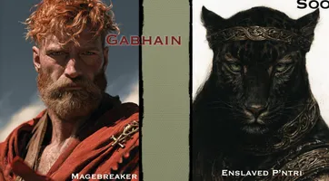 Gabhain the Magebreaker and Soo, an enslaved P'ntri